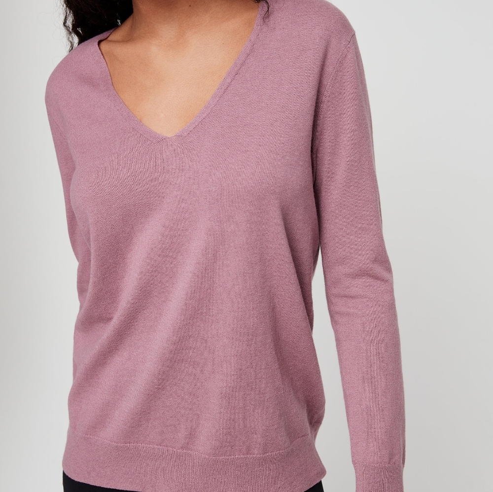 Aritzia Babaton Luxe V Neck - Size S Mauve